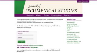 Login - Journal of Ecumenical Studies - Penn Press