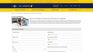 Corporate Offers - Special Offers at Jet Airways