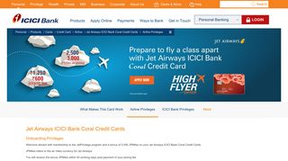 Onboarding Privileges - Jet Airways ICICI Bank Coral Credit Cards