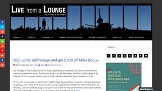 Sign up for JetPrivilege and get 2,000 JP Miles Bonus - Live from a ...