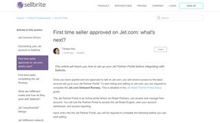 First time seller approved on Jet.com: what's next? – Support