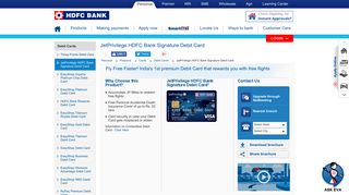 JetPrivilege HDFC Bank Signature Chip Debit Card: Premium Debit ...