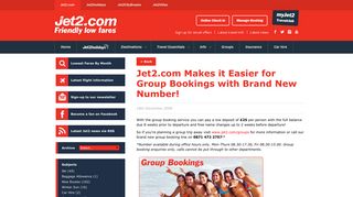 Jet2.com Makes it Easier for Group Bookings with Brand New Number ...