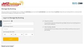 Log in to Manage My Booking - Jet2holidays