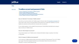 JetBlue | Help TrueBlue account and password FAQs
