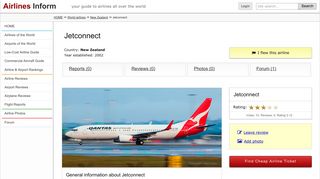Jetconnect. Airline code, web site, phone, reviews and opinions.