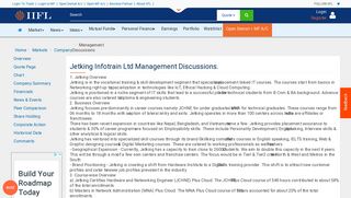Check out the Jetking infotrain ltd key ratios Management Discussions ...