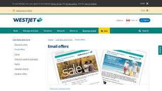 Email offers | WestJet