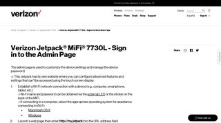 Verizon Jetpack MiFi 7730L - Sign in to the Admin Page | Verizon ...