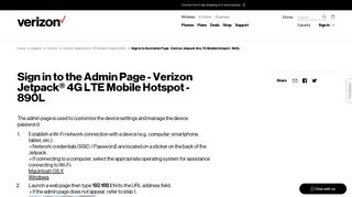 Sign in to the Admin Page - Verizon Jetpack 4G ... - Verizon Wireless