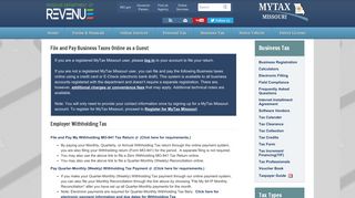 File and Pay Business Taxes Online - MyTax Missouri - MO.gov