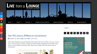 Get 70% bonus JPMiles on conversions! - Live from a Lounge