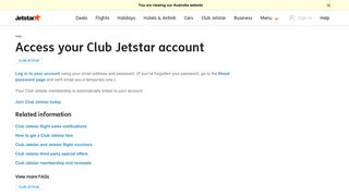 Access your Club Jetstar account | Jetstar