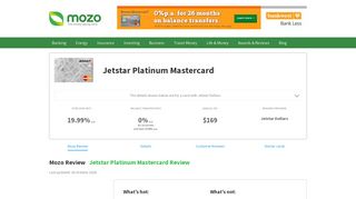 Jetstar Platinum Mastercard | Credit card product information | Mozo