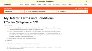 My Jetstar Terms and Conditions | Jetstar