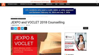 JEXPO and VOCLET 2018 Counselling | AglaSem Admission