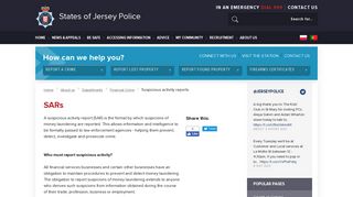 States of Jersey Police - Suspicious activity reports