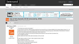 Use of UK channels 39/40 removed by JFMG - Equipment - JWSOUNDGROUP