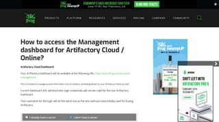 How to access the Management dashboard for Artifactory Cloud ...