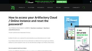 How to access your Artifactory Cloud / Online instance and reset the ...
