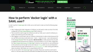 How to perform 'docker login' with a SAML user? | JFrog