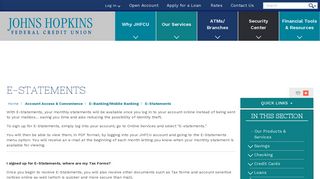 E-Statements - Johns Hopkins Federal Credit Union