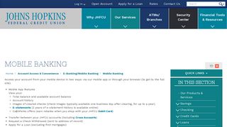Mobile Banking - Johns Hopkins Federal Credit Union