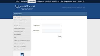 Login - Admitted Students - Admissions - Johns Hopkins Bloomberg ...