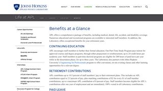 Benefits - Johns Hopkins University Applied Physics Laboratory