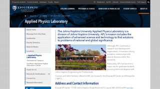 Applied Physics Laboratory | Johns Hopkins University Engineering ...
