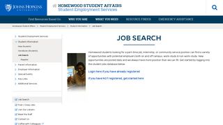 Job Search - Homewood Student Affairs - Johns Hopkins University