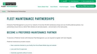 Maintenance Partnerships – Enterprise Fleet Management