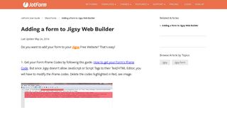 Adding a form to Jigsy Web Builder | JotForm