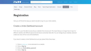 Dashboard - Jimdo Support Center (English)