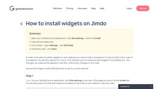 How to install widgets on Jimdo | GetSiteControl