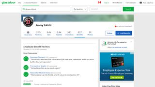 Jimmy John's Employee Benefits and Perks | Glassdoor.ca