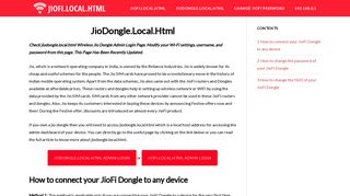 JioDongle.Local.Html – JioFi Dongle Login [Password and Username]