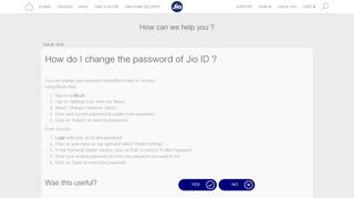 How do I change the password of Jio ID | Reliance Jio FAQs