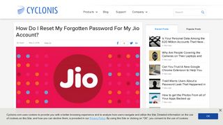 How Do I Reset My Forgotten Password For My Jio Account? - Cyclonis