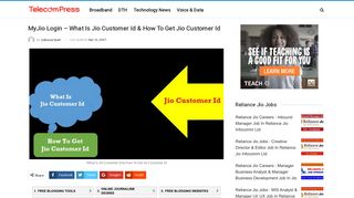 MyJio Login - What Is Jio Customer Id & How To Get ... - Telecom Press