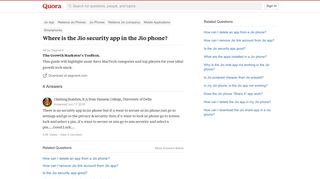 Where is the Jio security app in the Jio phone? - Quora