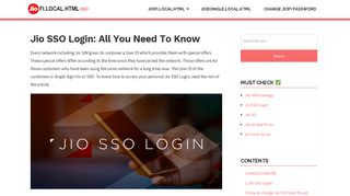 Jio SSO Login: All You Need To Know (January 2019 Edition)