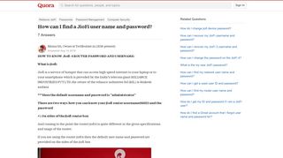 How can I find a JioFi user name and password? - Quora
