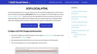 JIOFI.LOCAL.HTML Router Login Password Username (Check Usage!)
