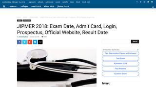 JIPMER 2018: Exam Date, Admit Card, Login, Prospectus, Official ...