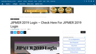 JIPMER 2019 Login - Medical Entrance Exams - AglaSem