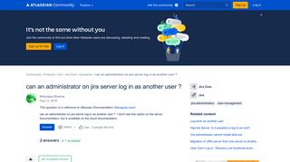 can an administrator on jira server log in as another user - Atlassian ...