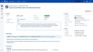 Log in as another user in Confluence Server - Jira – Atlassian