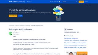 Auto-login and local users - Atlassian Community