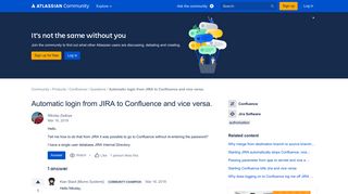 Automatic login from JIRA to Confluence and vice v...